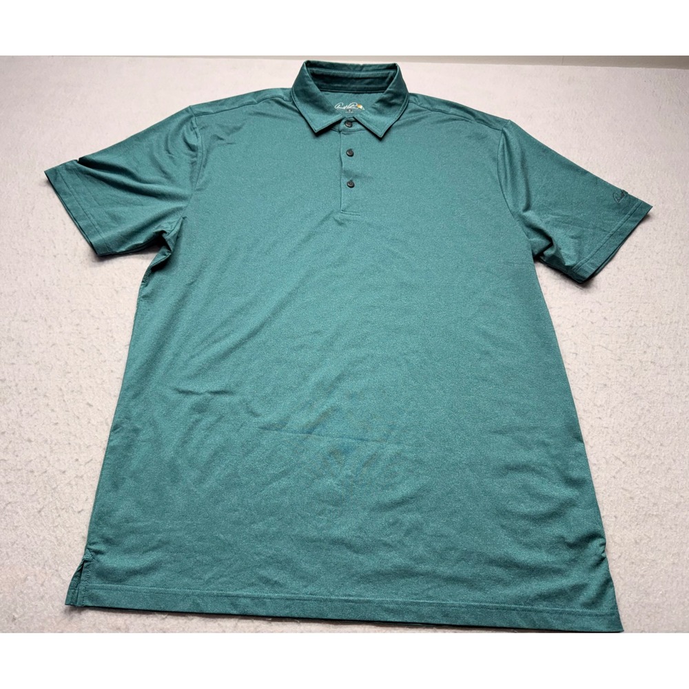 Arnold Palmer Mens XL Polo Shirt Teal Green Heather Short Sleeve Performance